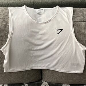 Gymshark White Sleeveless Crop Top large